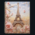 Eiffel Tower Paris France Pink Floral Notebook<br><div class="desc">Eiffel Tower Paris France Pink Floral Notebook features a stylish modern 3D design with the Eiffel Tower in Paris accented with pink flowers. Perfect as a gift for family and friends for birthday,  Christmas,  holidays and more or for mum for Mother's Day. Designed by Evco Studio www.zazzle.com/store/evcostudio</div>
