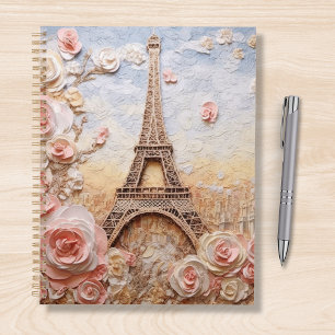 Eiffel Tower Paris France Pink Floral Planner