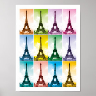 Eiffel Tower Paris France Pop Art Poster