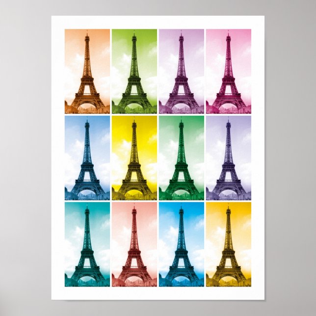 Eiffel Tower Paris France Pop Art Poster (Front)