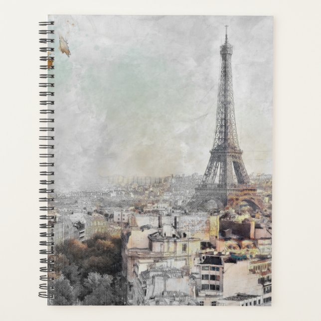 Eiffel Tower Paris France Postcard-Inspired Weekly Planner (Front)