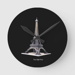 Eiffel Tower Paris France Round Clock