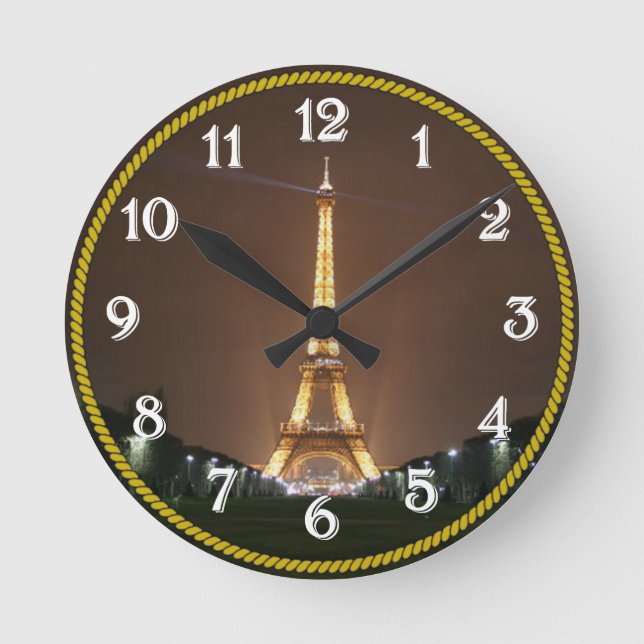 Eiffel Tower, Paris, France Round Clock (Front)