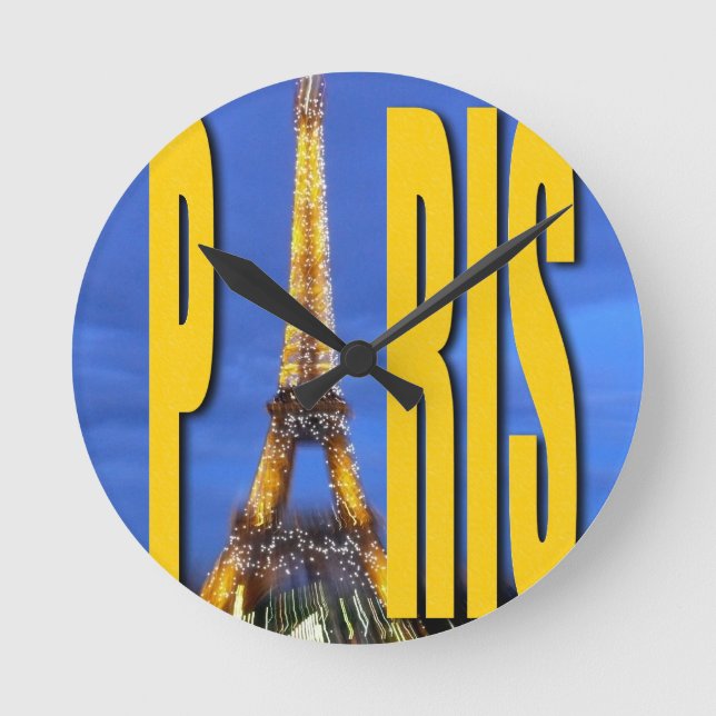 Eiffel Tower Paris France Round Clock (Front)