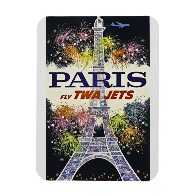 Eiffel Tower Paris France Vintage Travel Poster Magnet (Vertical)