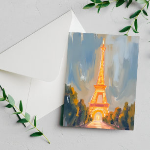 Eiffel Tower Paris France Watercolor Card