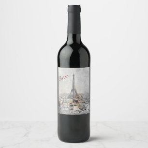 Eiffel Tower Paris France Wine Label – Elegant
