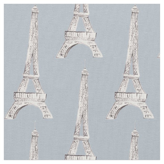 Eiffel Tower Paris French Pattern Fabric (Close Up)