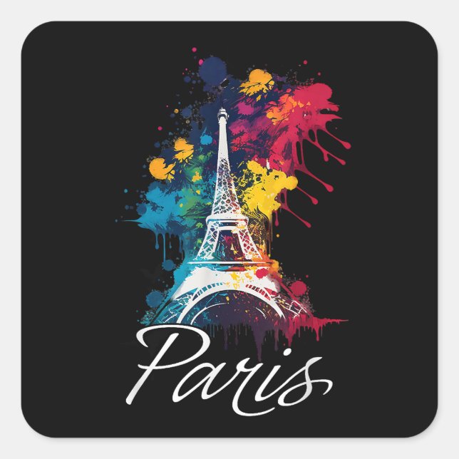Eiffel Tower Paris Girls Travel Holiday France Sou Square Sticker (Front)