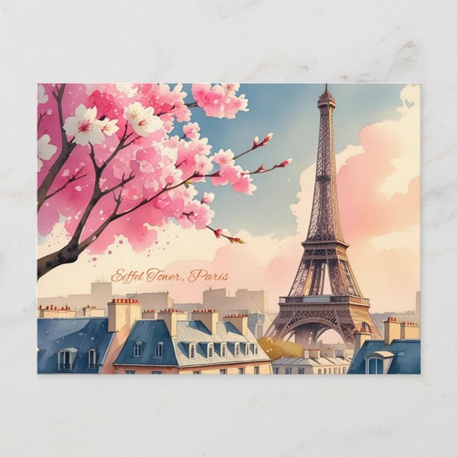Eiffel Tower Paris Holiday Postcard (Front)