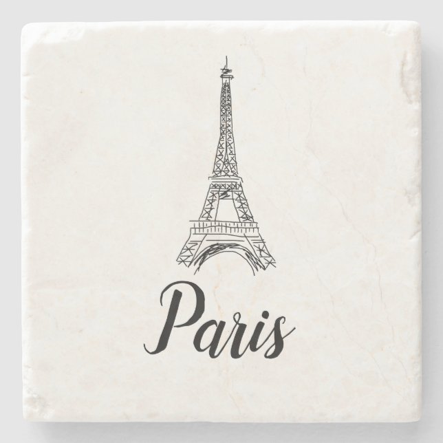 Eiffel Tower Paris Illustration Stone Coaster (Front)