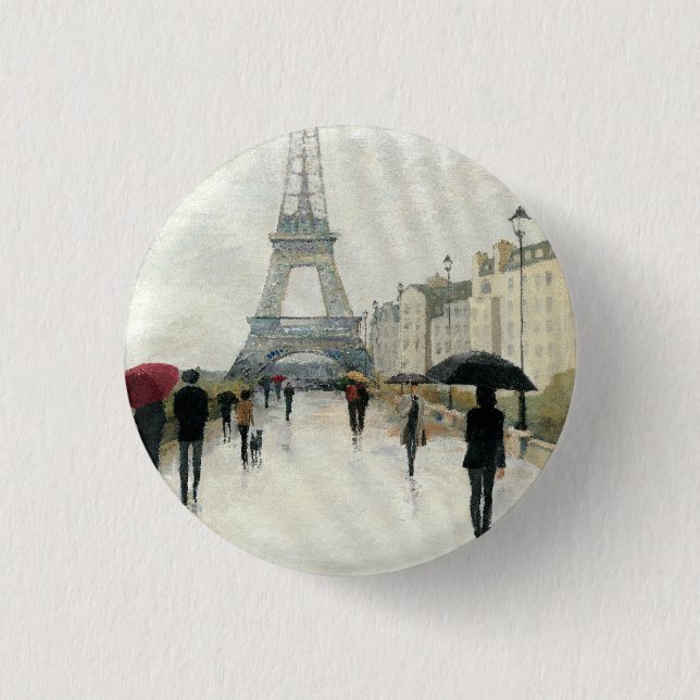 Eiffel Tower | Paris In The Rain 3 Cm Round Badge (Front)