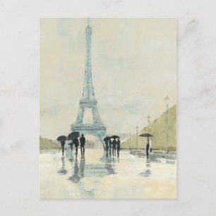 Eiffel Tower Paris In The Rain Postcard