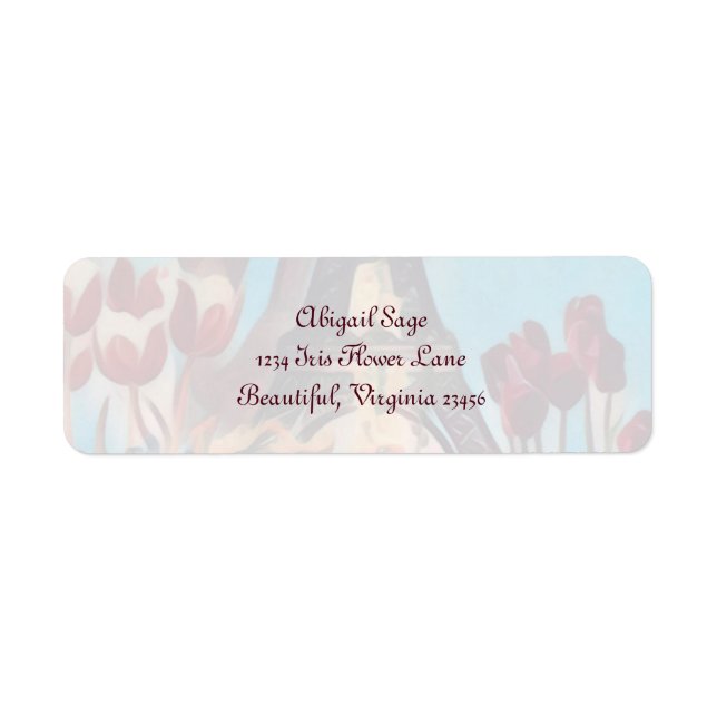 Eiffel Tower, Paris Iris, Tulips Flowers Address (Front)