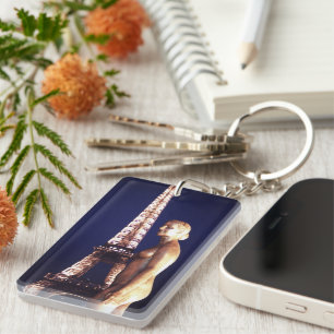 Eiffel tower Paris lady keychain