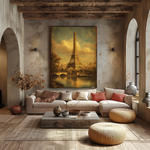 Eiffel Tower Paris – Mid-Century Retro Vintage Tra Poster