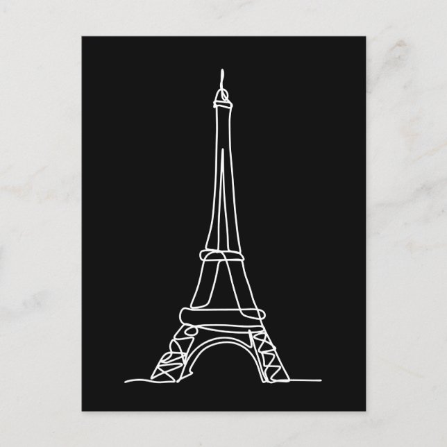 Eiffel Tower Paris Minimalist Line Art Postcard (Front)