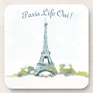 Eiffel Tower Paris Pen and Ink Watercolor Sketch Coaster