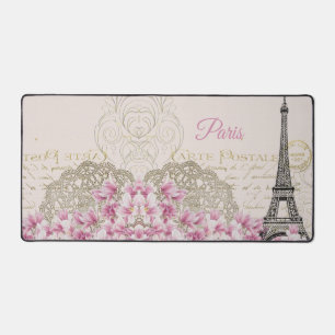 Eiffel Tower, Paris Pink Magnolia  Desk Mat
