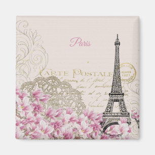 Eiffel Tower, Paris Pink Magnolia  Magnet