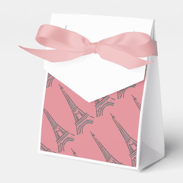 Eiffel Tower Paris Pink Party Favour Boxes (Front Side)