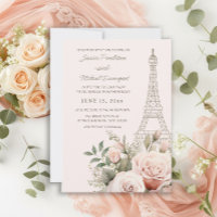 Eiffel Tower Paris Pink Roses Wedding