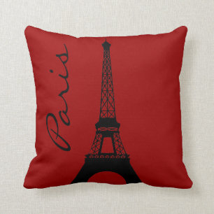 Eiffel Tower Paris Red Throw Pillow