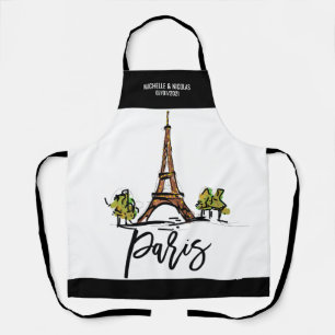 eiffel tower paris ROMANTIC COUPLE Apron