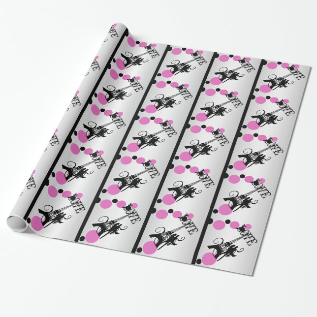 Eiffel tower Paris romantic Wrapping Paper (Unrolled)
