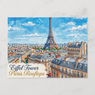Eiffel Tower Paris Rooftops France Postcard