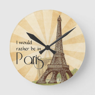 Eiffel Tower Paris Round Wall Clock
