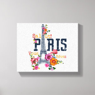 Eiffel Tower Paris Shirt Salut Flowering Paris Fra Canvas Print