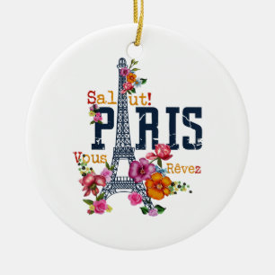 Eiffel Tower Paris Shirt Salut Flowering Paris Fra Ceramic Tree Decoration
