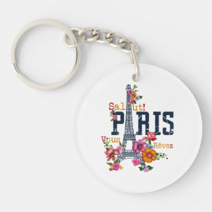 Eiffel Tower Paris Shirt Salut Flowering Paris Fra Key Ring