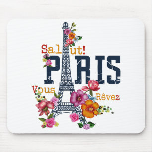 Eiffel Tower Paris Shirt Salut Flowering Paris Fra Mouse Mat