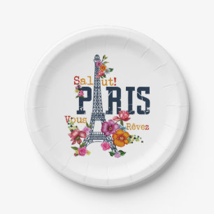 Eiffel Tower Paris Shirt Salut Flowering Paris Fra Paper Plate