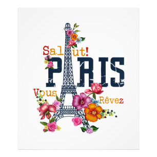Eiffel Tower Paris Shirt Salut Flowering Paris Fra Photo Print