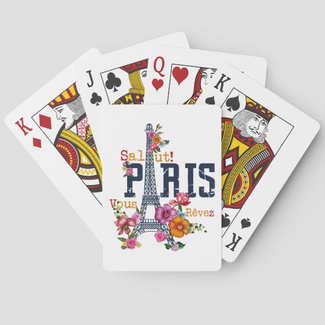 Eiffel Tower Paris Shirt Salut Flowering Paris Fra Playing Cards (Back)