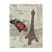 Eiffel tower, paris street and butterfly