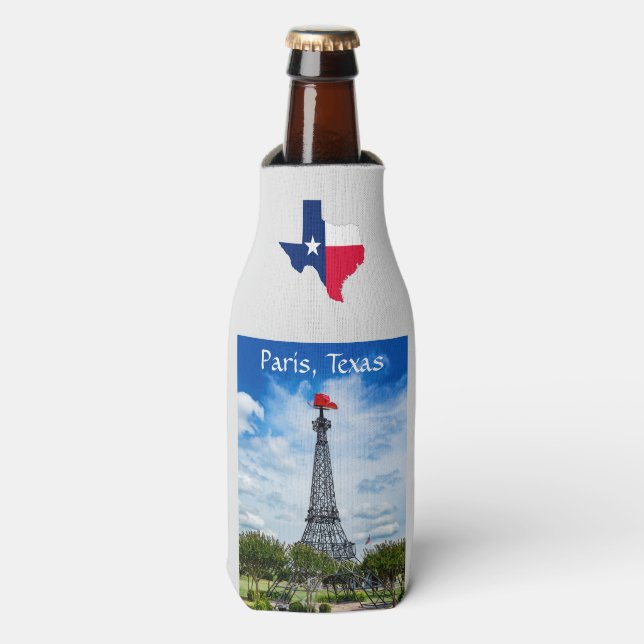 Eiffel Tower, Paris, Texas, Red Cowboy Hat, Bottle Cooler (Bottle Front)