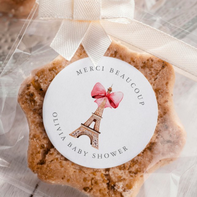 Eiffel Tower Paris Thank You Classic Round Sticker (Creator Uploaded)