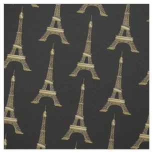 Eiffel Tower Paris Themed French Black Fabric