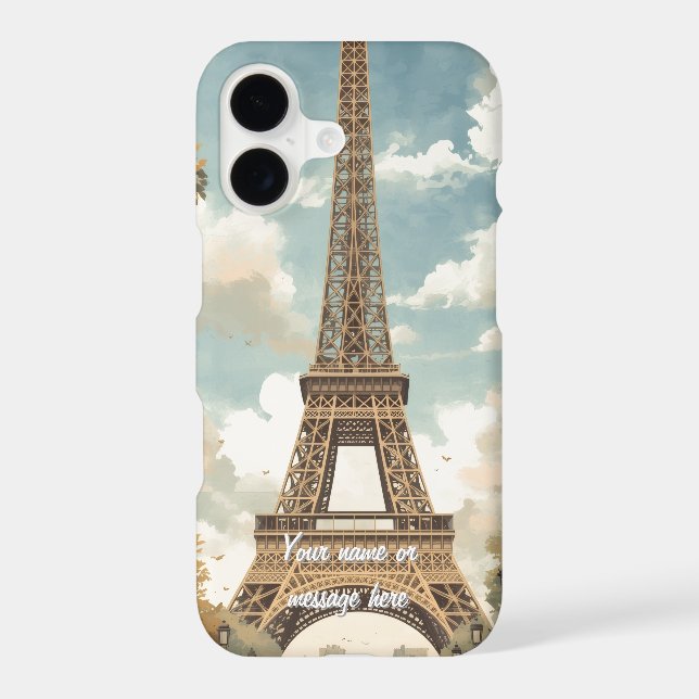 Eiffel Tower Paris Travel Vintage Retro Art Name (Back)