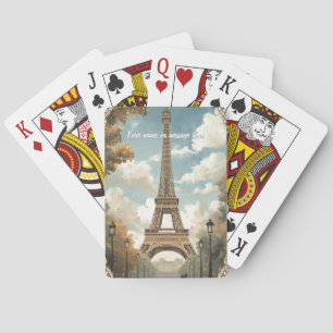 Eiffel Tower Paris Travel Vintage Retro Art Name Playing Cards