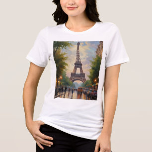 Eiffel Tower Paris Travel Vintage Retro Art Tri-Blend Shirt