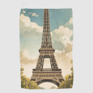 Eiffel Tower Paris Travel Vintage Style Retro Art Golf Towel