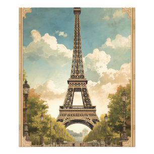 Eiffel Tower Paris Travel Vintage Style Retro Art Photo Print