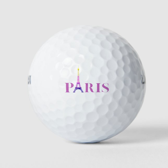 Eiffel Tower-Paris-Vibrant and Colourful- Golf Balls (Front)