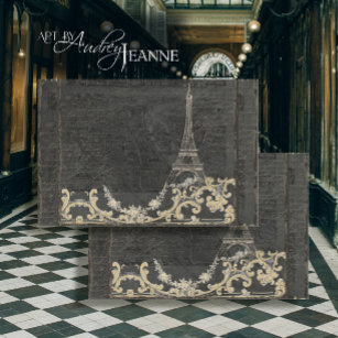 Eiffel Tower Paris Vintage Elegant Black Decoupage Tissue Paper