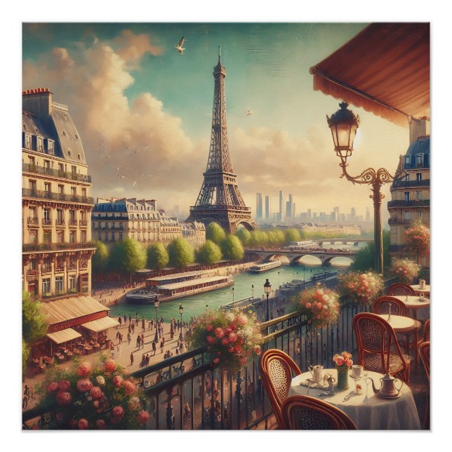 Eiffel Tower Paris Vintage Oil Painting Poster (Front)